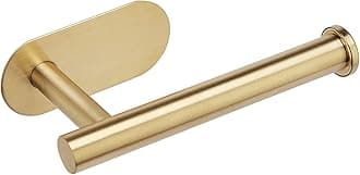 YUET Toilet Roll Holder Wall Mounted, Brushed Brass Self Adhesive Toilet Roll Holder SUS 304 Stainless Steel Toilet Paper Holder No Drilling for Bathroom (Gold)