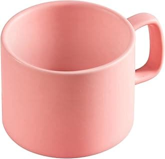 VOBAGA Coffee Mug 11 oz Tea Cup with Flat-Bottom Warming Coffee Milk for Office and Homeï¼Ë†Pink1ï¼â€°