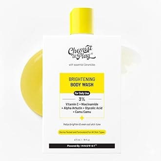 Brightening Body Wash | Glowing Skin Vitamin C Bodywash | Helps to Reduce Fades Dark Spots, Tan & Evens out Skin Tone | Alpha Arbutin | 30X Vitamin C with Camu Camu | For Women & Men | 473ml