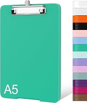 Piasoenc Small Clipboard with Storage, A5 Organization Box with Pen Holder, Plastic Clipboard with Low Profile Clip for Nurses, Teachers, Green