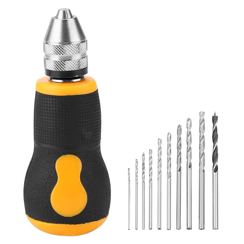 Excefore Hand Drill Tool, Portable Tool Set, Small & 10 Pcs Twist Bits 0.8-3.0Mm Precision Woodworking For Model Jewelry Rotary Tools