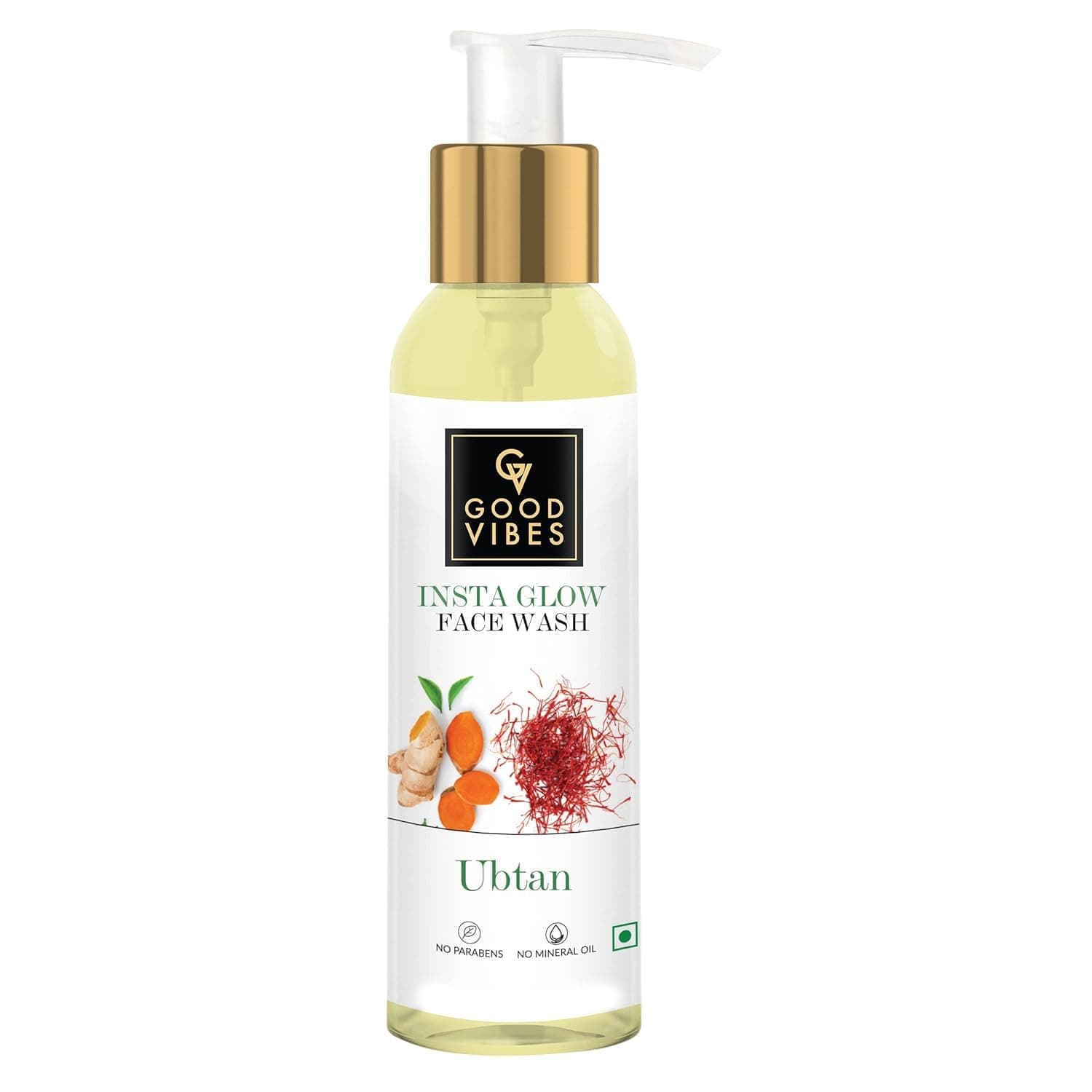 Ubtan Insta Glow Face Wash, 120 ml | Brightening, Soothing, Moisturizing Face Cleanser For All Skin Types | With Turmeric, Saffron, Vitamin B3 | No Parabens, Sulphates & Mineral Oil