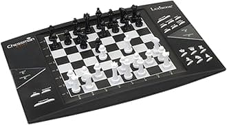 Lexibook, Chessman® Elite, Interactive Electronic Chess Game +, 64 Levels of Difficulty, LEDs, Family Child Board Game, Black/White, CG1300