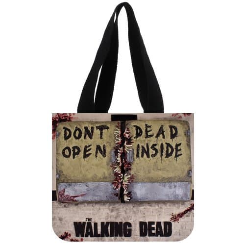 Dont Open The Walking Dead Inside Custom Design Cotton Canvas Folding Reusable Grocery Shopping Tote Bag Carrier Bags Two Sides Printed 02