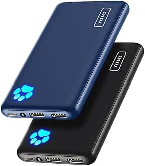 [Set of 2] Mobile Battery, 10,000 mAh, Large Capacity, Lightweight, 3 Devices Simultaneously Charging, USB-C Input/Output, PSE Certified, 3A, Fast Charging, LED Light, Low Current Mode, Portable