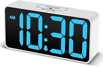 DreamSky Small Digital Alarm Clock for Bedroom, Large Big Numbers Display with Brightness Dimmer, Electric Bedside Desk Clock with USB Charging Port, Adjustable Alarm Volume, USB-C Adapter Powered