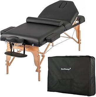 BestMassage Massage Bed Portable Massage Table 77" L 30" W 4" THK Lash Bed Height Adjustable 3 Folding PU Leather Spa Table with Oxford Bag for Spa Footmassage Facial CareSpa Tattoo