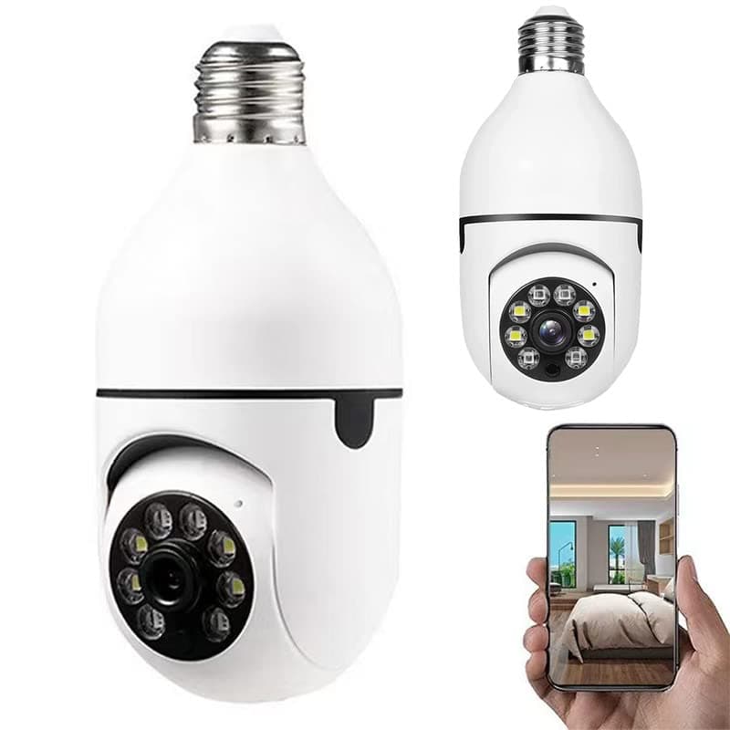Light Bulb Camera 2 Pack, Wireless WiFi Full HD 5MP Security Light Bulb Camera, 360 Panoramic IP Camera, Indoor Outdoor, 1080P 2.4GHz WiFi Camera with Real-time Motion Detection, Alerts, Night Vision