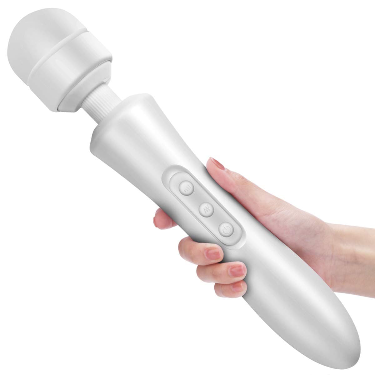 Wireless Back Massager Vibrator, Rechargeable, 20x Multi-Speed Vibrate- White