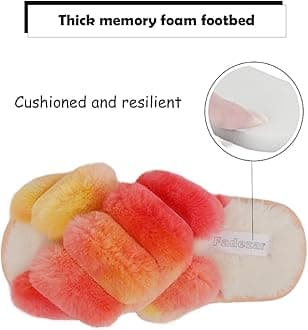 Womens & Girls Slippers Ladies Fluffy Plush House Slippers Cozy Open Toe Faux Fur Sliders for Girls Warm Sandals Indoor Winter