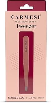 Carmesi Precision Expert Tweezer | Slanted Tips for Easy Hair Removal | Suitable for Eyebrows, Upper Lip, Chin | Stainless Steel Blade | No Cuts | Rose Gold Colour