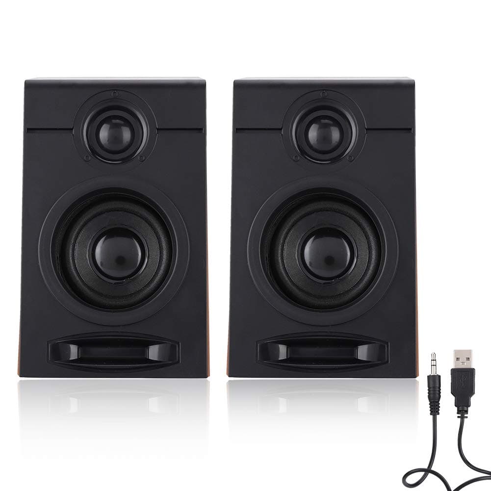 Portable Computer Speakers, Wired Paird 3in Stereo HiFi Computer Multimedia PC Subwoofer with Non Slip Mat