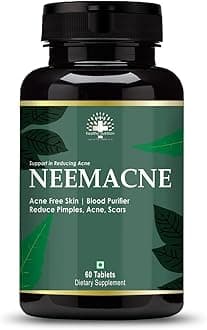 Healthy Nutrition - Just for the Health of it Neem For Acne Free Skin,Blood Purifier To Reduce Pimples On Face (60 Tablets), 200 grams