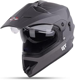 Steelbird GT Off Road ISI Certified Motocross Double Visor Full Face Helmet Outer Clear Visor and Inner Smoke Sun Shield