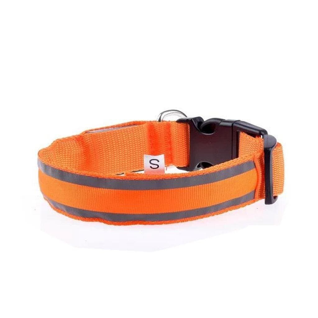 Doryum LED Double Reflective Pet Dog Collar Light-emitting Adjustable Safety Collar Color Orange Size L
