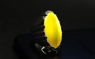 Natural Yemeni Big Yellow Aqeeq Mens Heavy Ring Sterling Silver 925 Handmade Agate Ring Imran Khan Ring Kaptaan Ring Gift for Him