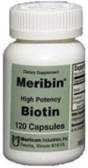 Meribin High Potency Biotin 5mg Supplement Capsules 120 ea (Pack of 2)