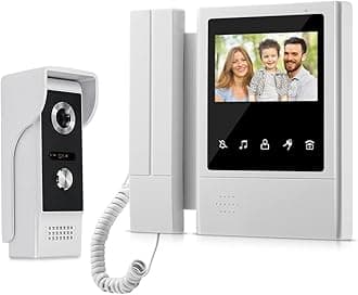 4.3'' TFT Color Wired Video Intercom Door Phone Doorbell System for Home 700TVL IR Night Vision Outdoor Camera Doorphone Support 100 Meters Unlock Monitoring