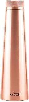 MILTON Copper Delight 1000 Bottle, 915 ml, Lacquer Coating, Curved bottle,100% Pure Copper, BPA Free, Leak Proof, Office Bottle, Boosts Immunity, Supports Digestive & Liver Health, Ayurveda Inspired