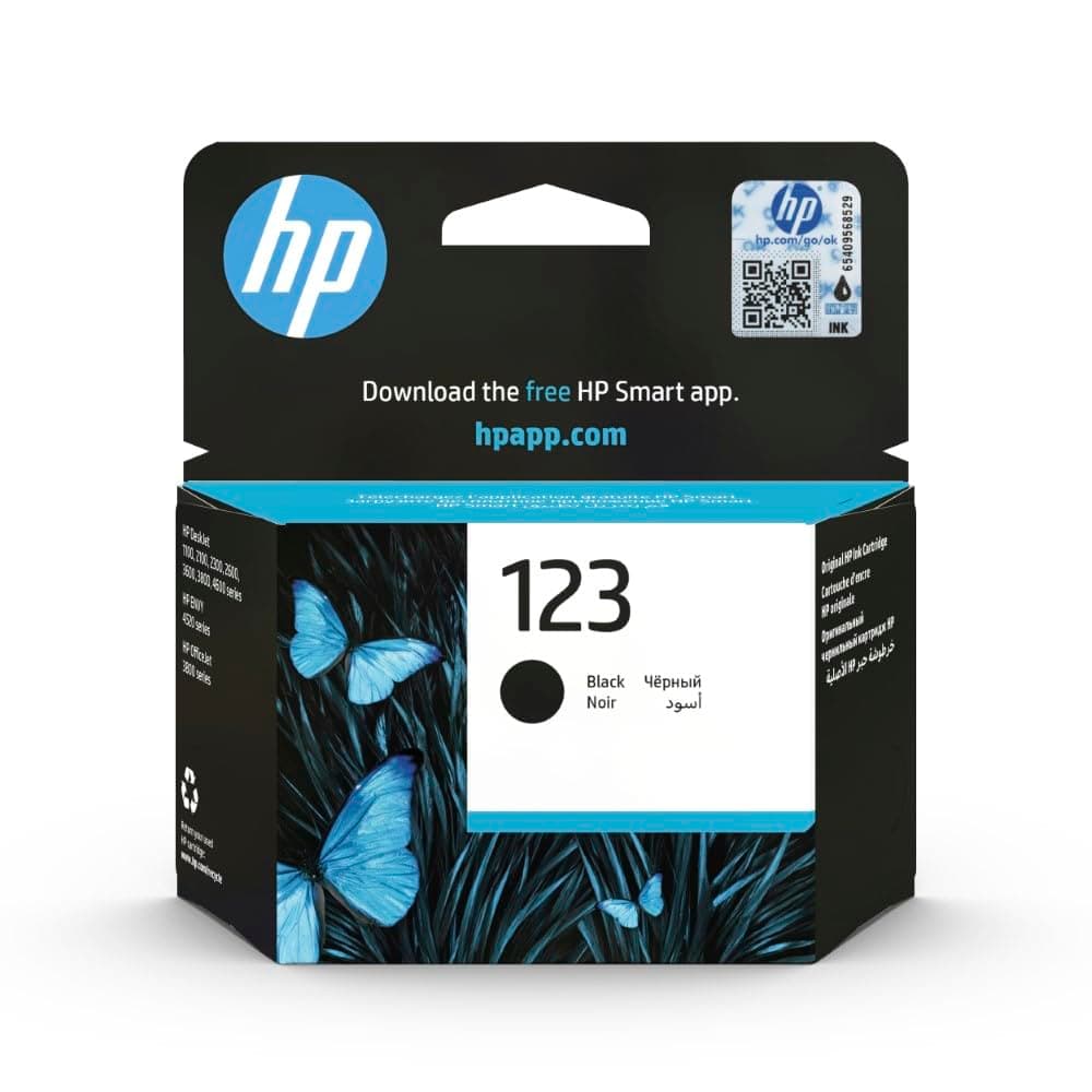 HP|HP 123 Black Original Ink Cartridge|Black|120 pages|HP DeskJet 2130, 2620, 2630, 2632|F6V17AE.