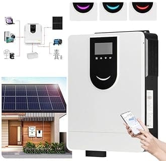 MPPT All-in-On Hybrid Solar Inverter (On/Off Grid) + Smart App Control, 3 Indicator Lights (Battery/Utility/PV), 40-160A Controller, 12-48V DC to 220V AC,DC48V-8.2KW