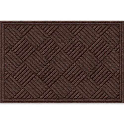 Apache Mills Textures Crosshatch 2' x 3' Non Slip Weather and Stain Resistant Entrance Door Mat, Walnut