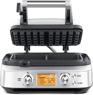 Sage - The Smart Waffle Pro - 2-Slice Waffle Maker with LCD Display - Belgian, Classic, Chocolate, Buttermilk & Custom Settings - Brushed Stainless Steel