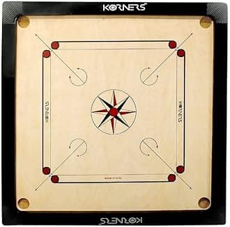 KORNERS Cut Pocket Carrom Board Set of Coins Striker and Carrom Powder (X Large 33 Inches)