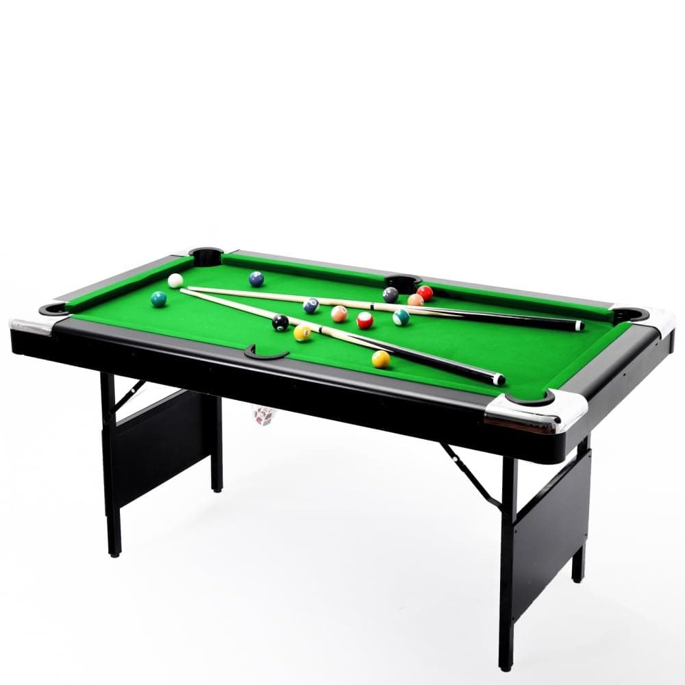 5.5FT Pool Table, Billiards Table, Portable Foldable Pool Table, Pool Table Set Includes Balls, Cues, Chalks and Brush, Perfect for Family Game Room Kid Adult, Green