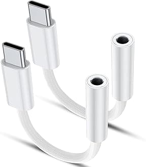 USB Type C to 3.5mm Female Headphone Jack Adapter (2-Pack), USB C to Aux Audio Dongle Cable Cord for iPhone 17 Pro Max/17 Pro, 16/15 Pro Max, 16/15 Pro iPad Pro Samsung Galaxy S20 S21