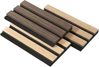 Wood Slat Acoustic Panels for Stylish Decor and Noise Reduction, Engineered Oak/Walnut/Smoked Wood Wrapped Soundproof Wall Panels, Samples Pack (3PCS)