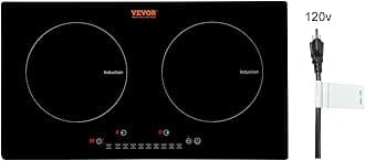 VEVOR Electric Cooktop, 2 Burners, 24'' Induction Stove Top, Built-in Magnetic Cooktop 1800W, 9 Heating Level Multifunctional Burner, LED Touch Screen w/Child Lock & Over-Temperature Protection