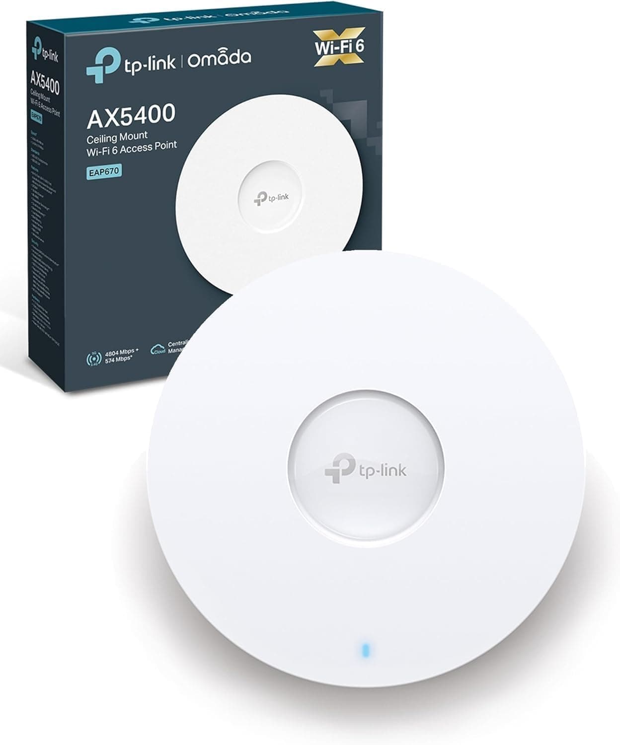 TP-Link EAP670 WiFi 6 Access Point, AX5400 Gigabit Wireless Access Points, Omada Mesh, PoE+ Powered 802.3at PoE+ or DC, Seamless Roaming, Easily Mount to Wall or Ceiling, Centralized Cloud Management