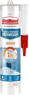 UniBond Speed Seal Sealant, Fast Drying White Silicone Sealant, Water & Mould-Resistant Bathroom Sealant, High-Quality Bath Sealant for Hygienic Seals, 1x291g Cartridge
