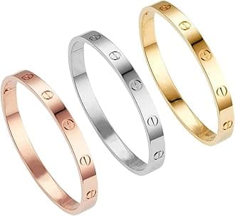 Jewellery For Women Contemporary Rose-Silver-Gold Plated Love Bracelet Combo (SMNJG-CB-BNG-7682)