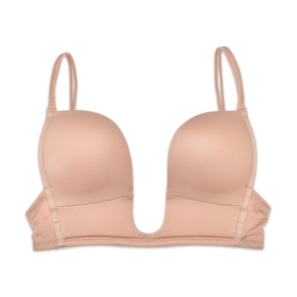 Pete Women's Backless Strapless Bra V Shape Push Up Deep U Plunge Convertible V Bra Max Cleavage Booster Shaper