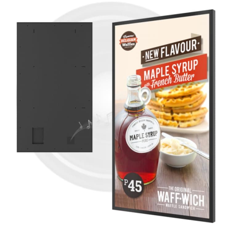 TechPlus - Slim Wallmount Full HD Advertising Screen Digital Signage Display 43/55 LCD Screen Menu Retail Ultra Slim Interactive Smart Board Commercial Restaurant Media Player for Business (Black-43)