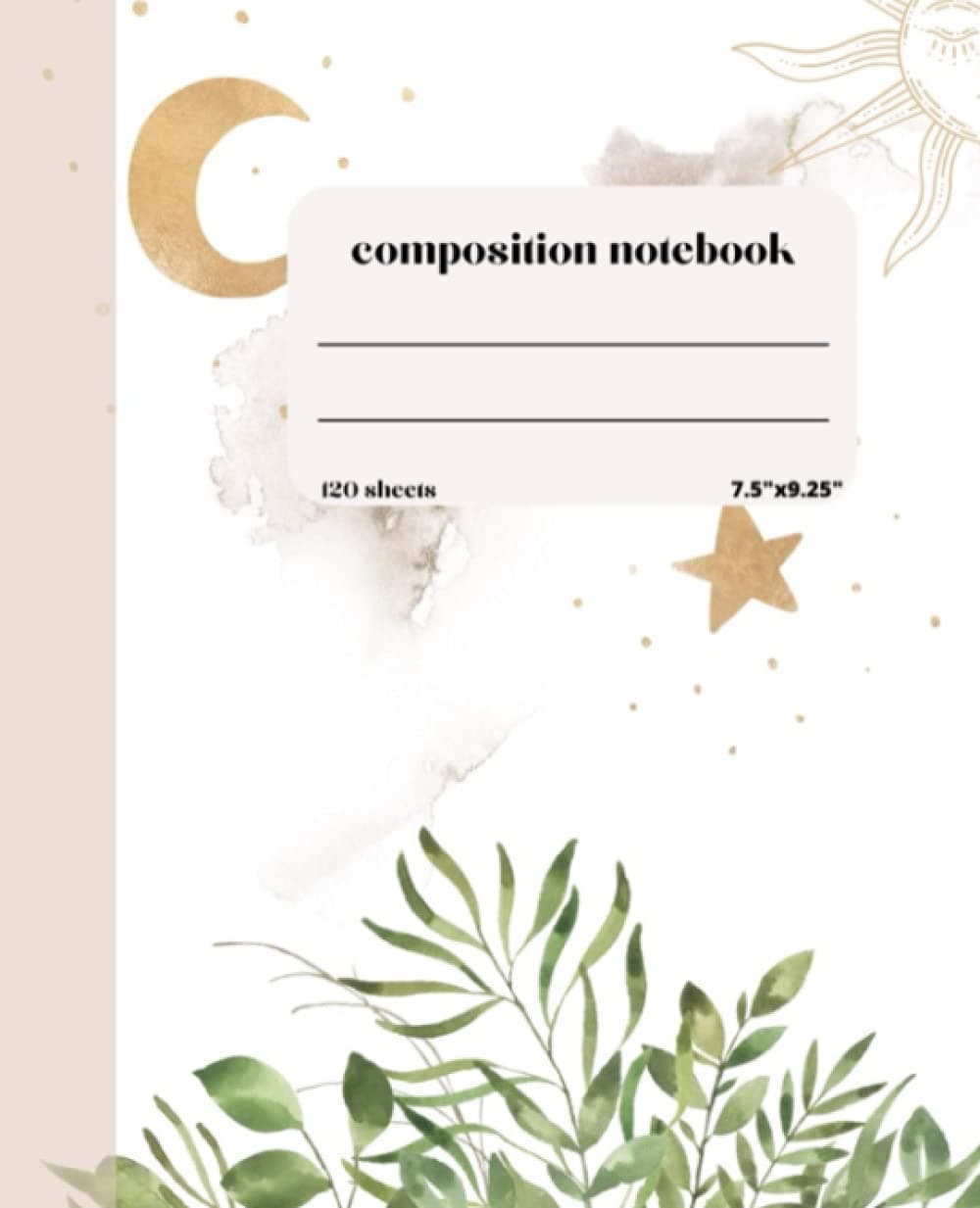 Sako BatComposition Notebook: 120 Pages Wide Ruled Composition Notebook, 7.5"x9.25". Minimalist Design