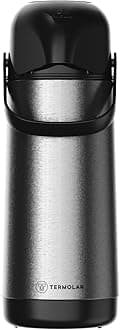 TERMOLAR LUMINA PUMP GLASS VACCUM FLASK AIRPOT Heavy Duty and , Easy to pour and easy to clean Spout, Thermal Insulation, For Indoor and Outdoor Use SILVER 1.0 LTR