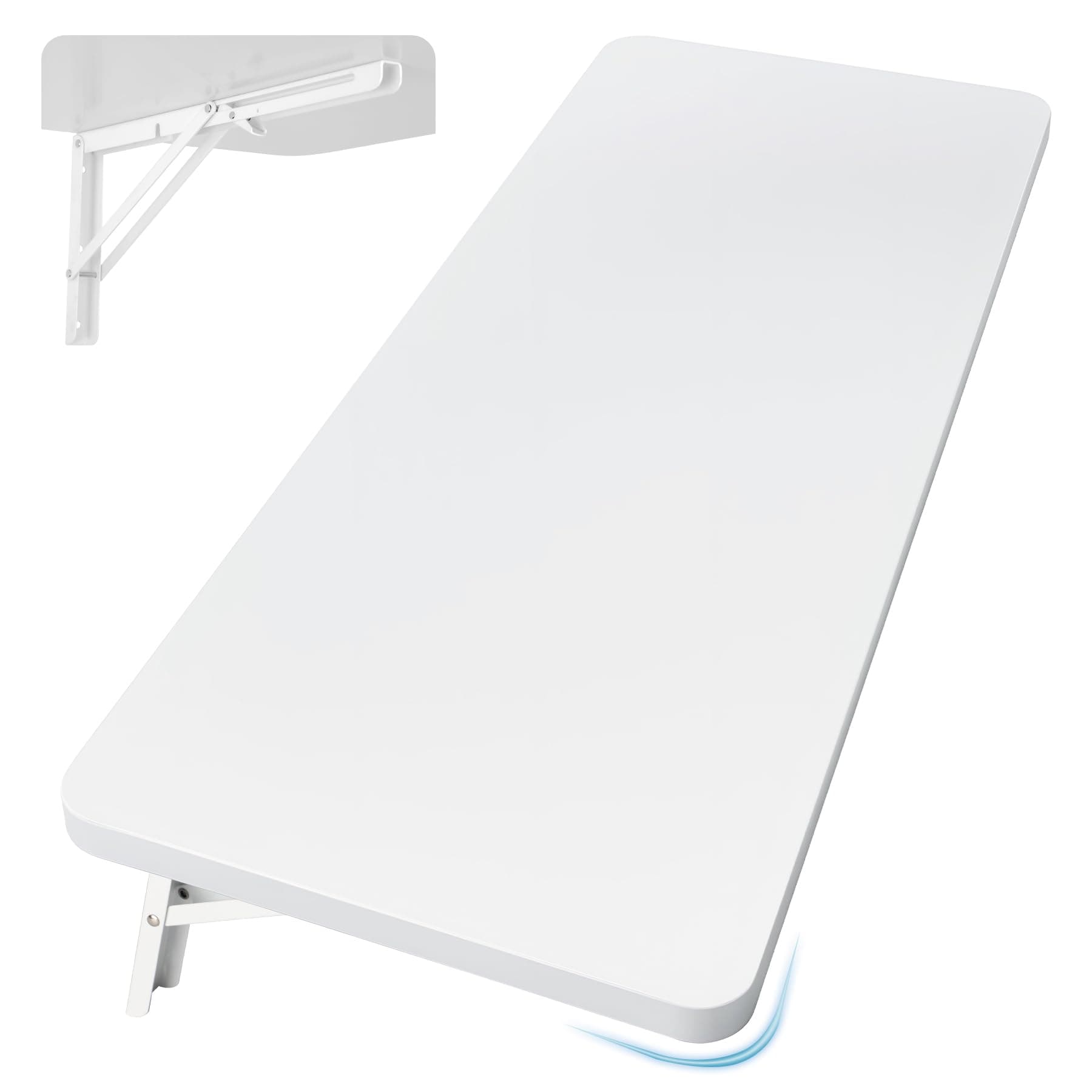 Neoaider Wall Mounted Folding Table 39.4”L x 19.7”W, Laundry Folding Table with Heavy Duty Metal Collapsible Shelf Brackets, Wall Mounted Desk Fold Down for Small Spaces, White