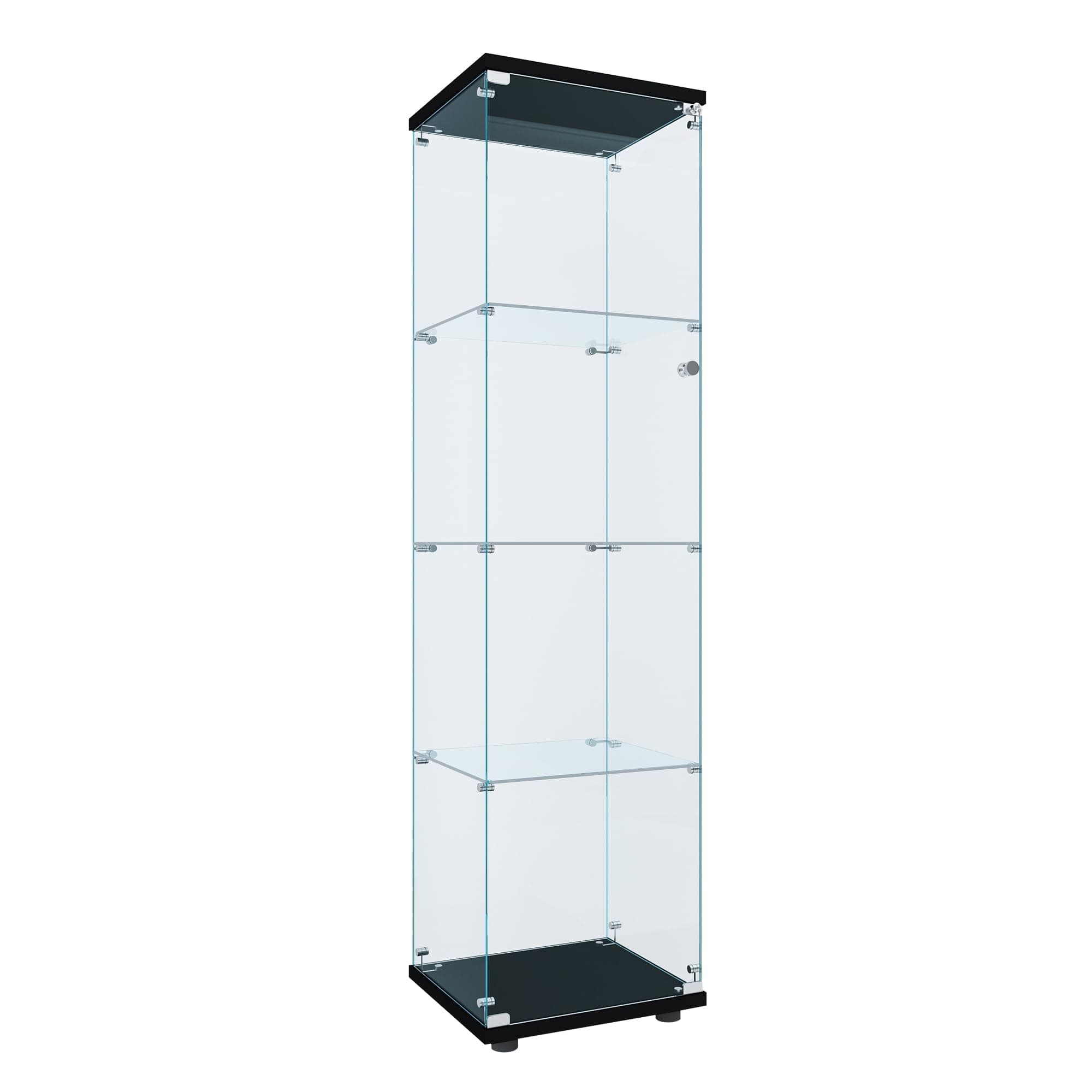 Curio Cabinet Glass Display Case for Collectibles with Door, 4 Display Shelves Showcase, 64.2”Hx16.9''Lx 14.6''W Black