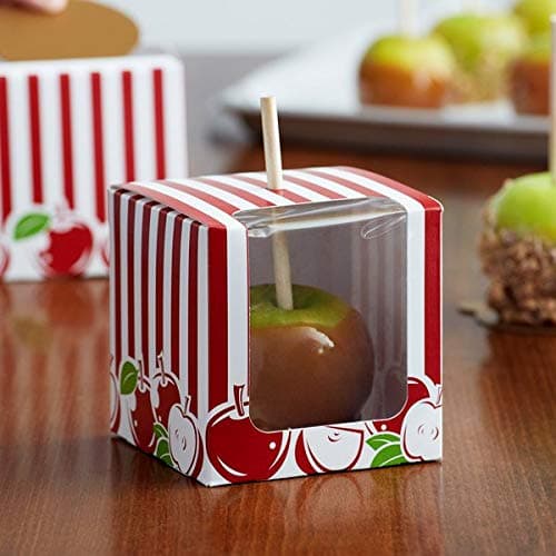 Baker's Mark Printed 1-Piece Candy Apple Box with Window - 100/Case (4 Cases)