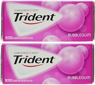 Trident Bubblegum Sugar Free Gum, 2 x 60 g