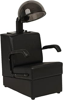 Buy-Rite Kate Professional Hair Dryer & Chair Combo, 980W Hooded Salon Hair Dryer with Timer, 4 Temp Settings, Removable Arms & Wood Frame Chair, Commercial Use, Black, OD-431HL-1500