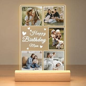 Jkolalin Personalized Birthday Gifts for Mom from Daughter Son, Custom Collage Picture Frames with Photo, Customized Photo Frame with Night Light, Personalized Gifts for Mom Baby Kids Family