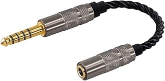 okcsc Headphone Adapter 4.4mm Male to 3.5mm Female Adapter for 3.5mm Cable Connected to Balanced 4.4mm Player Device High Stereo Audio Converter OFC Cable with Gold-Plated Plug 6 inch Length