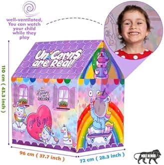 Zest 4 Toyz Unicorn Foldable Tent House for Girls Kids 5 +Years Hut Style Tent House for Girls (Size 110 cm - Purple)