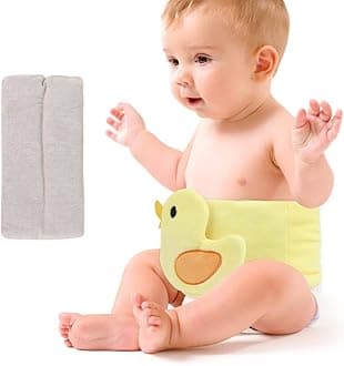 Hilph Baby Colic Relief & Gas Relief Belt - Reusable Heated Tummy Wrap for Newborns & Infants 0-3 Years - Natural Flaxseed Warming Pad for Upset Stomach, Reflux & Soothe Discomfort - Yellow Duck