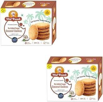 - Mid Break No Added Sugar Coconut Biscuits - 300gm (Pack Of 2) | High Fiber, Gut-Friendly, Low Glycemic Index Cookies | Tasty Biscuits For Healthy Tea Time Snacking