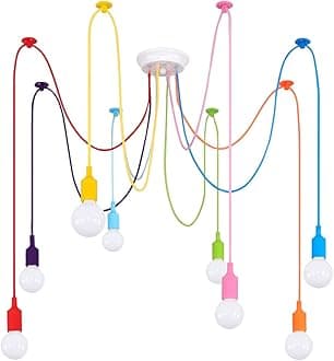 Colorful Spider Chandelier, Kids Ceiling Light Fixture, Ajustable DIY Pendant Lamp for Boys Girls Bedroom Playroom Classroom Dining Room,‎ E26 8 Arms Lights